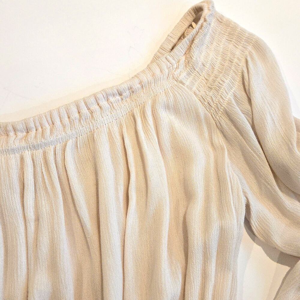 Free People Ivory Rayon Gauze Jumpsuit Wide Leg Tassel Back Boho Sz M - Picture 5 of 8
